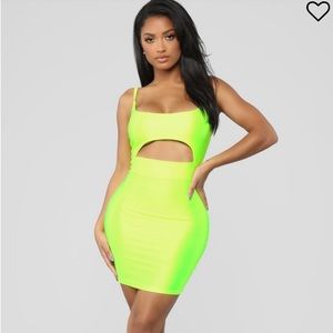 FASHION NOVA Yellow Cutout Dress